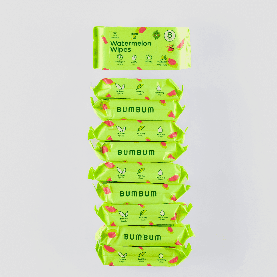 Watermelon Mini Wipes Bundle (8 wipes x10 packs) - BUMBUM