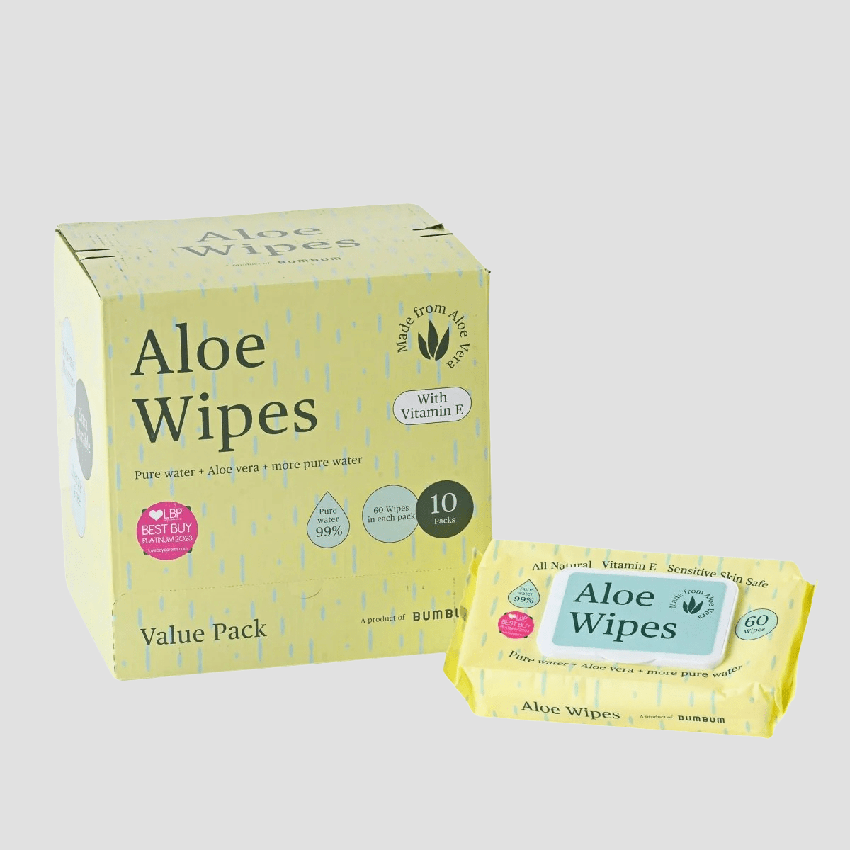 Aloe Wipes Box - 10 X 60 - BUMBUM