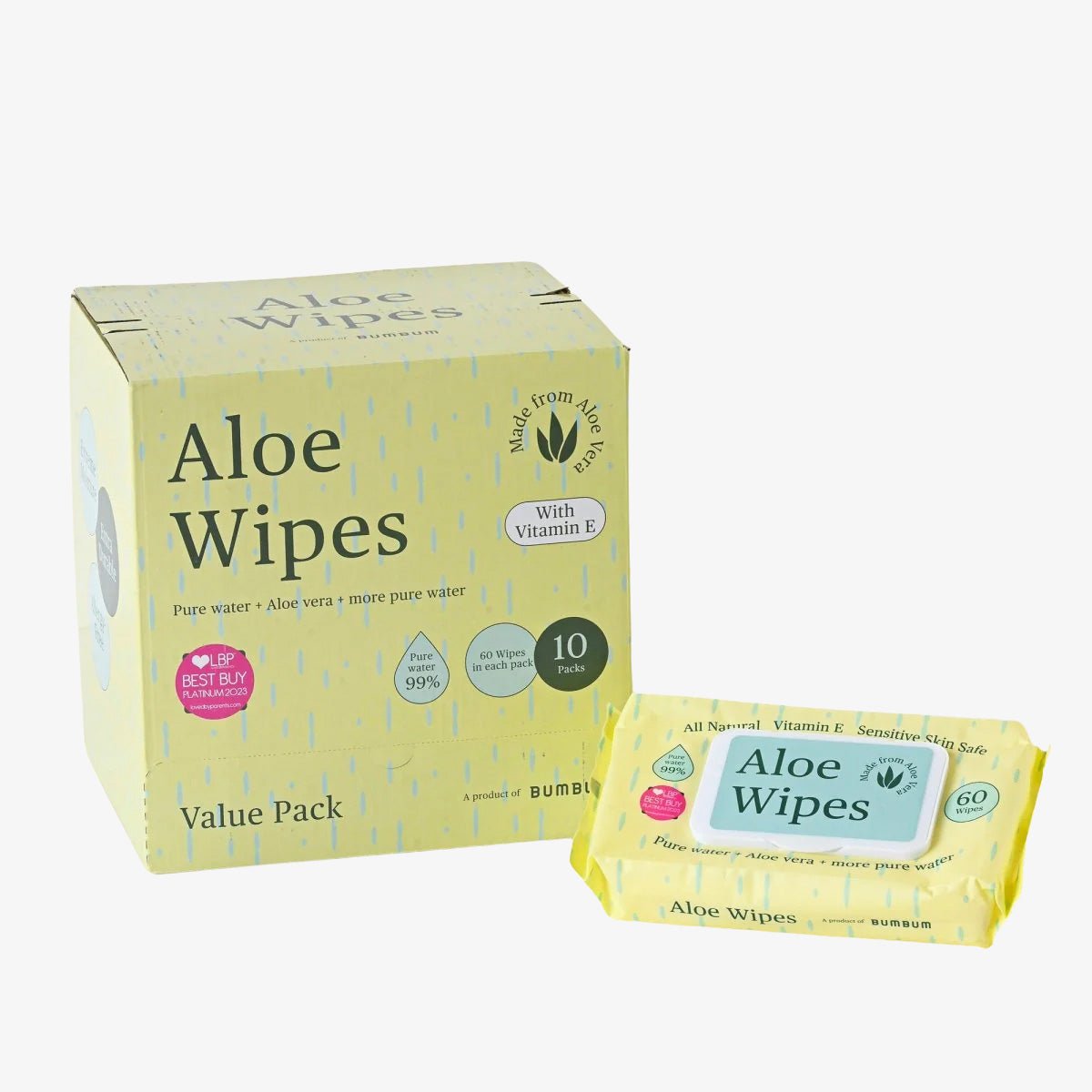 Aloe Wipes Box - 10 X 60 - BUMBUM