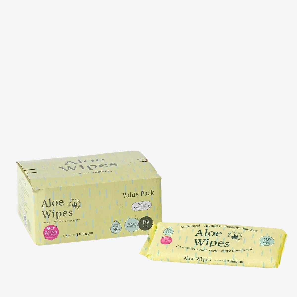 Aloe Wipes Box Travel Size - 10 X 28 - BUMBUM