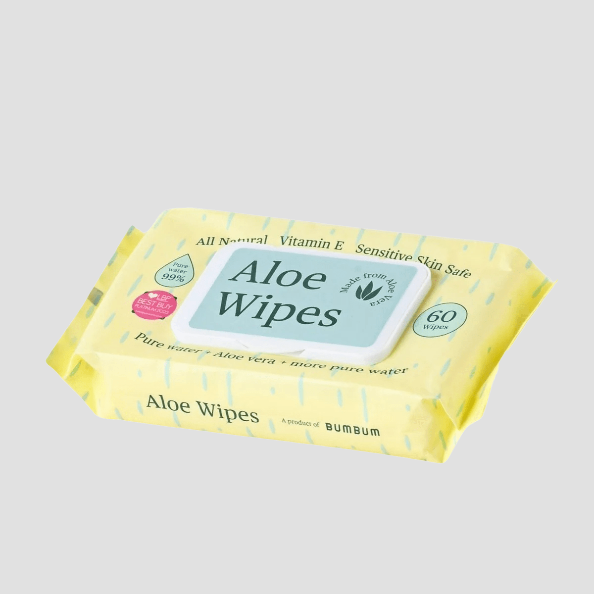 Aloe Wipes Single Pack - 1 x 60 Pcs - BUMBUM