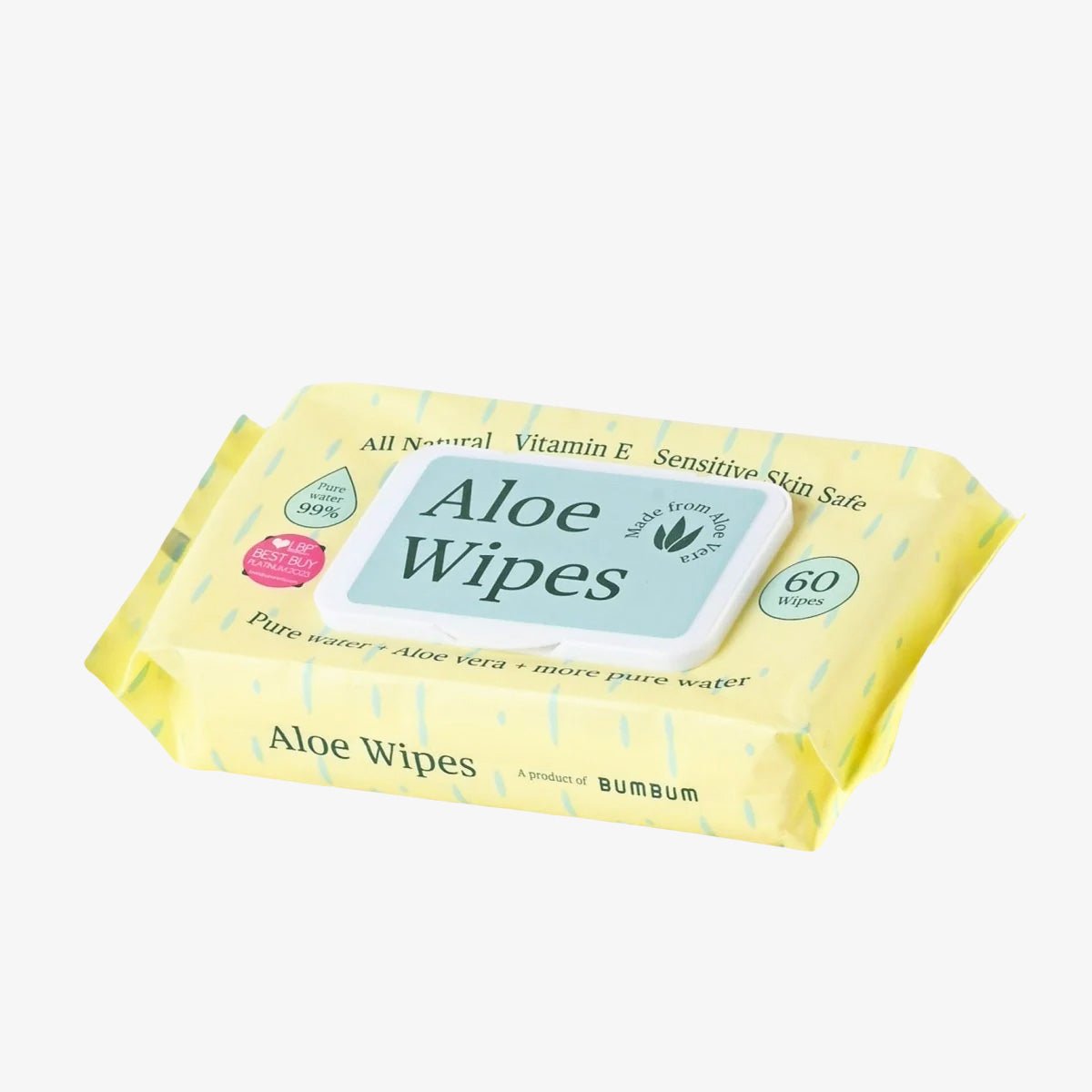 Aloe Wipes Single Pack - 1 x 60 Pcs - BUMBUM