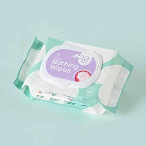 Pack of bathing wipes on a light blue background