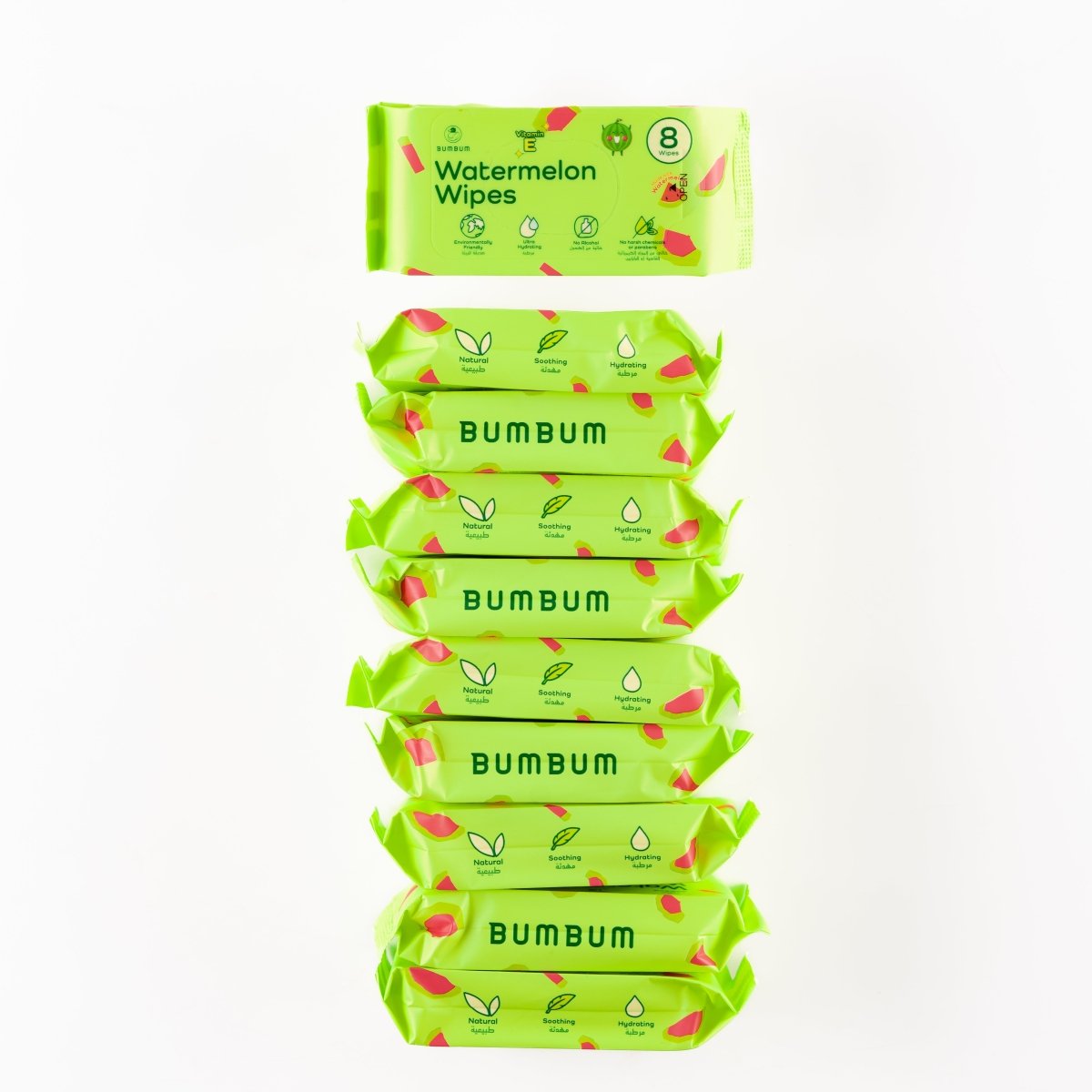 Watermelon Mini Wipes Bundle (8 wipes x10 packs) - BUMBUM