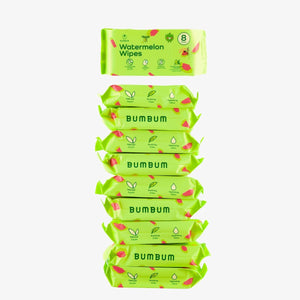 Watermelon Mini Wipes Bundle (8 wipes x10 packs) - BUMBUM