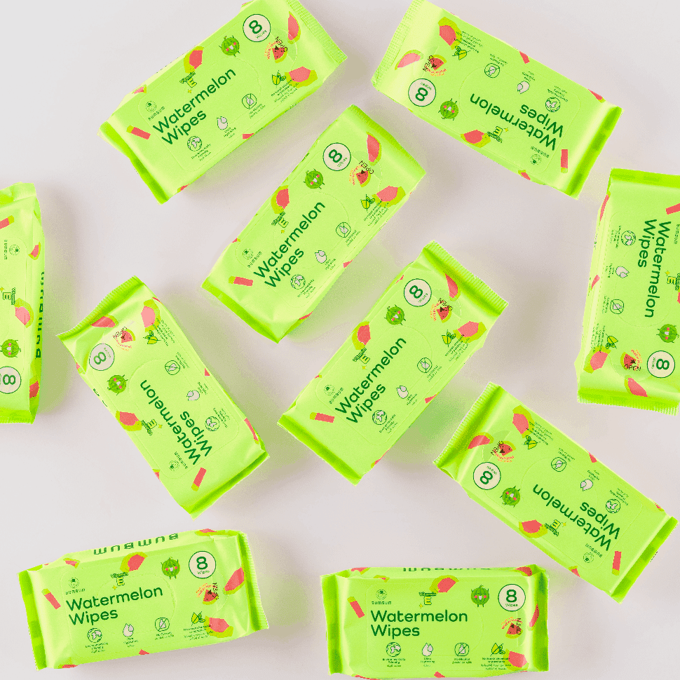 Watermelon Mini Wipes Bundle (8 wipes x10 packs) - BUMBUM