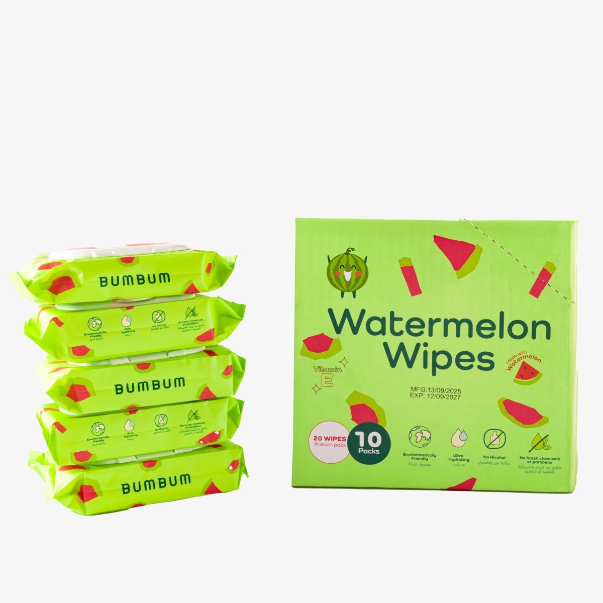 Watermelon Wipes - 20 X 10 - BUMBUM