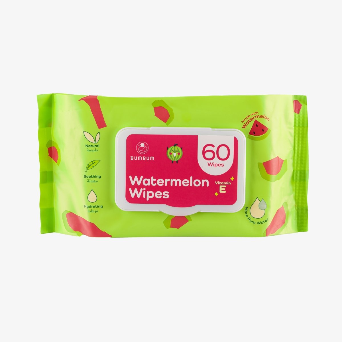 Watermelon Wipes - Regular Size - 60 Wipes - BUMBUM