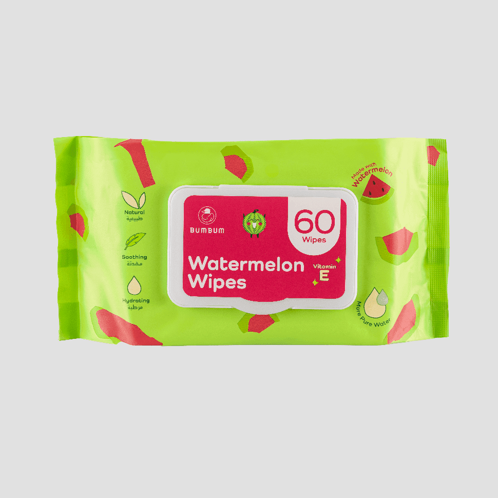 Watermelon Wipes - Regular Size - 60 Wipes - BUMBUM